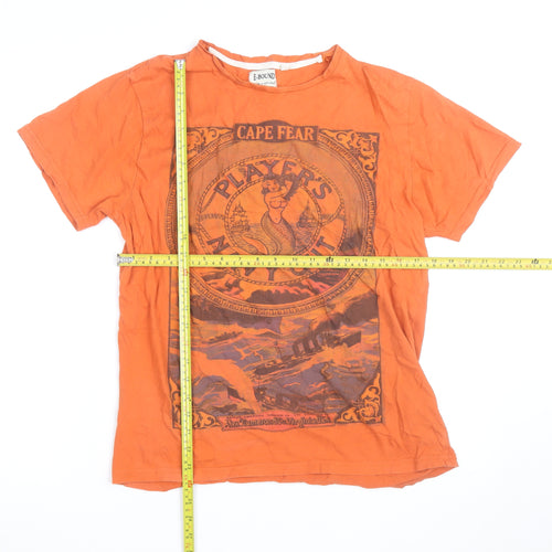 E-BOUND Men's Orange Graphic Print Retro Nautical T-Shirt Size L