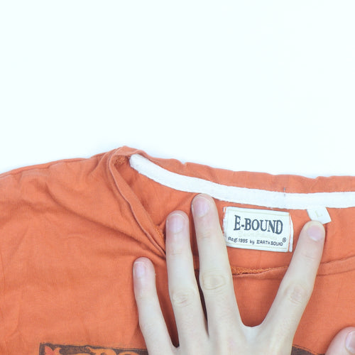 E-BOUND Men's Orange Graphic Print Retro Nautical T-Shirt Size L