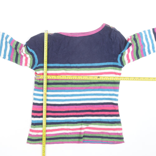 Joules Women’s Multicoloured Striped Cotton 3/4 Sleeve Jersey Top Size 12