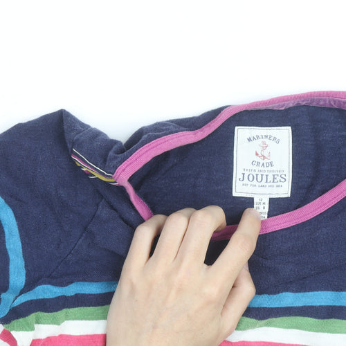 Joules Women’s Multicoloured Striped Cotton 3/4 Sleeve Jersey Top Size 12
