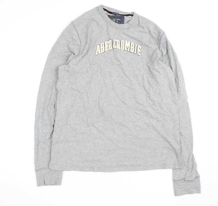 Abercrombie & Fitch Men's Grey 2XL Long Sleeve Crew Neck Top