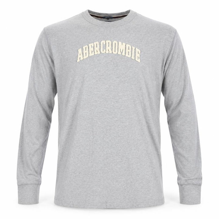Abercrombie & Fitch Men's Grey 2XL Long Sleeve Crew Neck Top