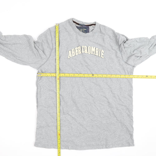 Abercrombie & Fitch Men's Grey 2XL Long Sleeve Crew Neck Top