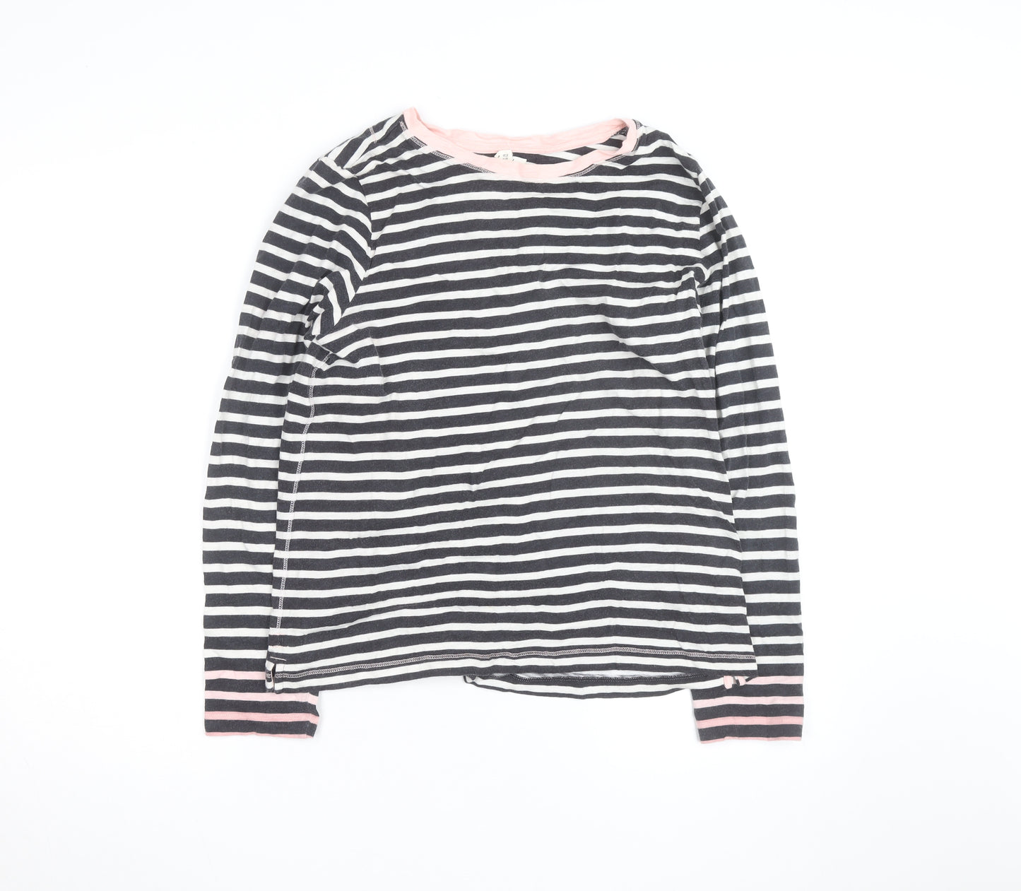 White Stuff Women's Multicoloured Striped Cotton Long Sleeve T-Shirt UK 14