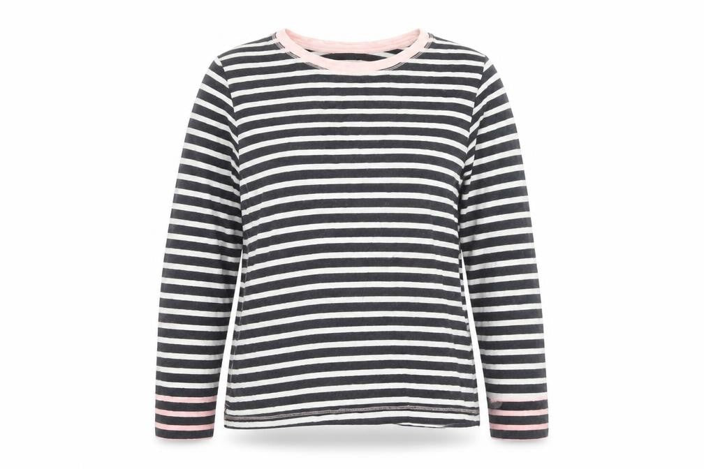 White Stuff Women's Multicoloured Striped Cotton Long Sleeve T-Shirt UK 14