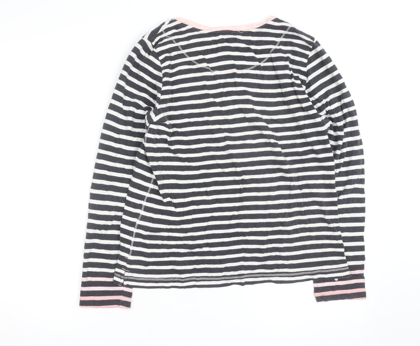 White Stuff Women's Multicoloured Striped Cotton Long Sleeve T-Shirt UK 14