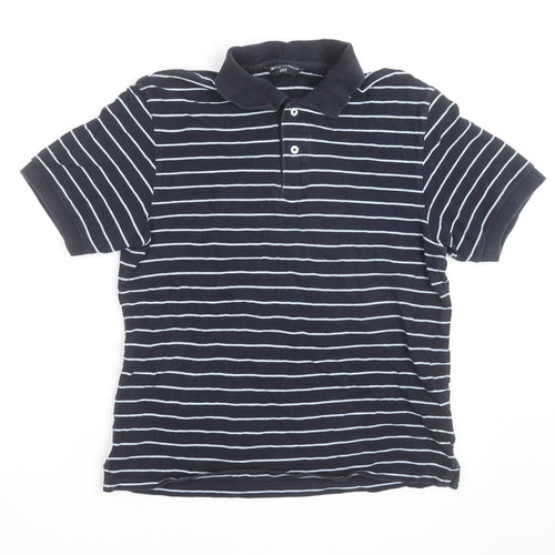 Marks and Spencer Men’s Blue Striped Cotton Polo Shirt Size Small