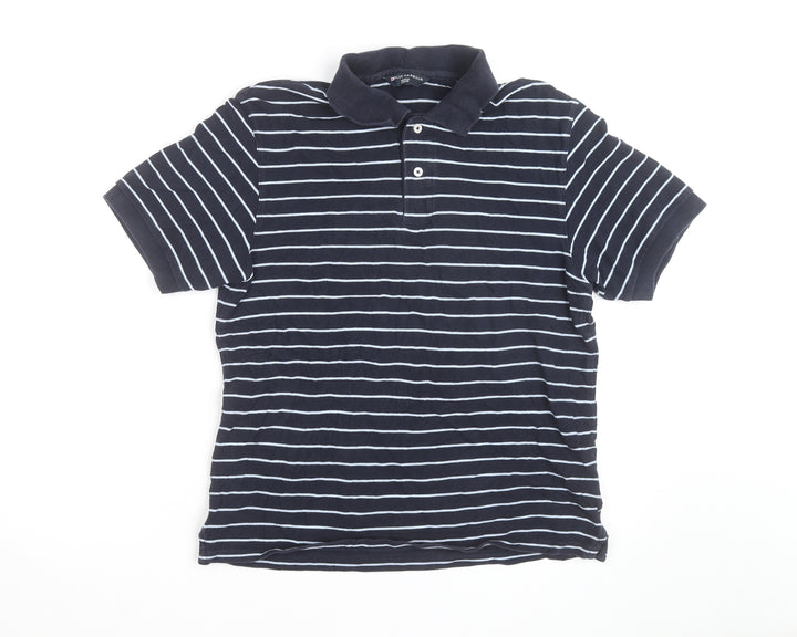 Marks and Spencer Men’s Blue Striped Cotton Polo Shirt Size Small