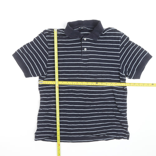 Marks and Spencer Men’s Blue Striped Cotton Polo Shirt Size Small
