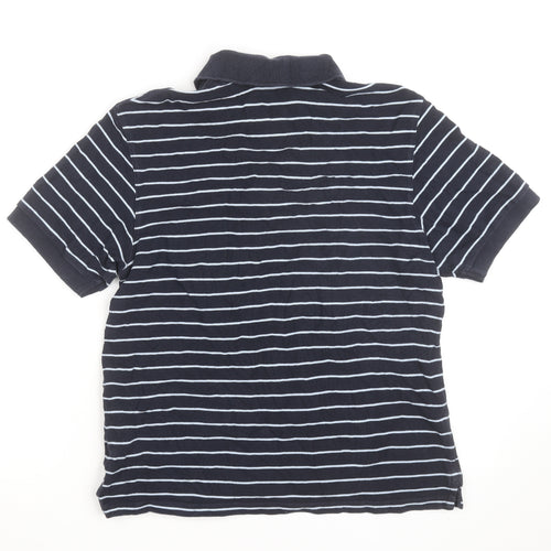 Marks and Spencer Men’s Blue Striped Cotton Polo Shirt Size Small