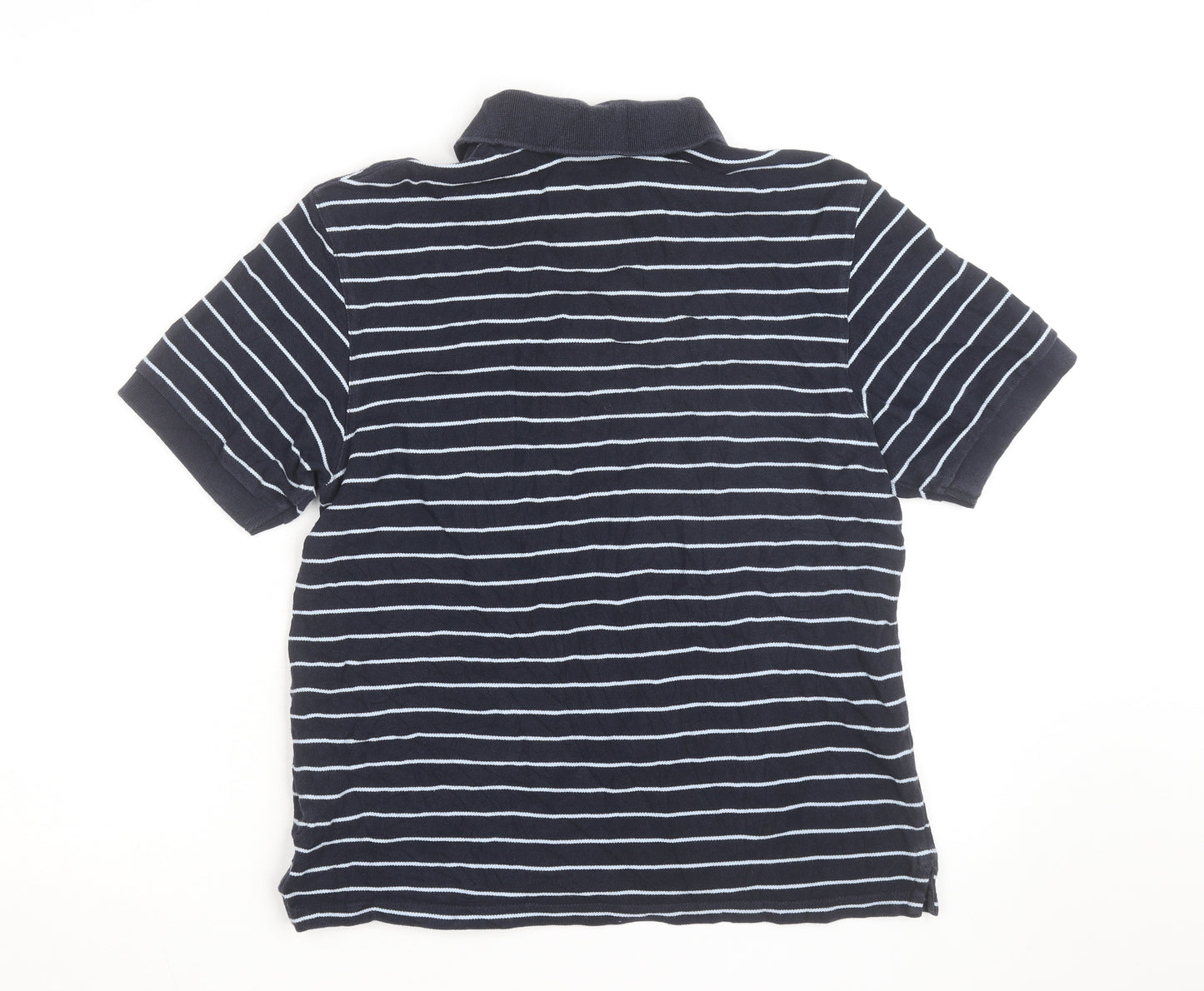 Marks and Spencer Men’s Blue Striped Cotton Polo Shirt Size Small