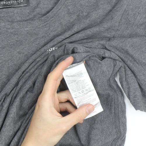 Crosshatch Men’s Grey Sustainable Cotton Crew Neck T-Shirt Size L