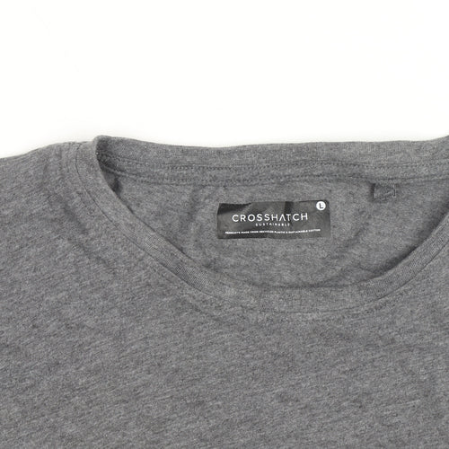 Crosshatch Men’s Grey Sustainable Cotton Crew Neck T-Shirt Size L