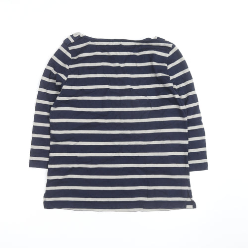 Jigsaw Women’s Blue Striped Boat Neck 3/4 Sleeve Cotton T-Shirt L