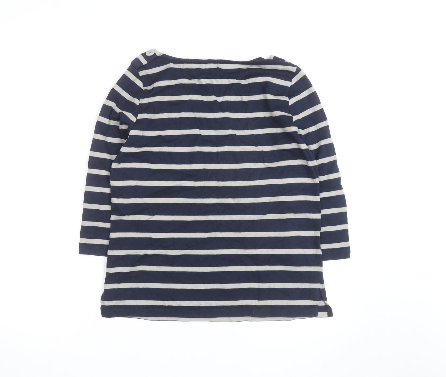 Jigsaw Women’s Blue Striped Boat Neck 3/4 Sleeve Cotton T-Shirt L