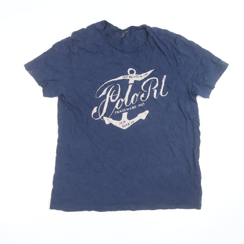 Ralph Lauren Men’s Blue Nautical Graphic Crew Neck Cotton T-Shirt L