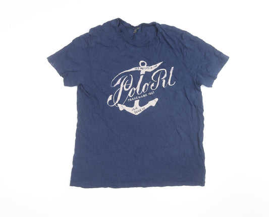 Ralph Lauren Men’s Blue Nautical Graphic Crew Neck Cotton T-Shirt L