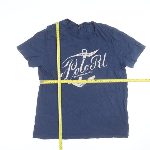 Ralph Lauren Men’s Blue Nautical Graphic Crew Neck Cotton T-Shirt L