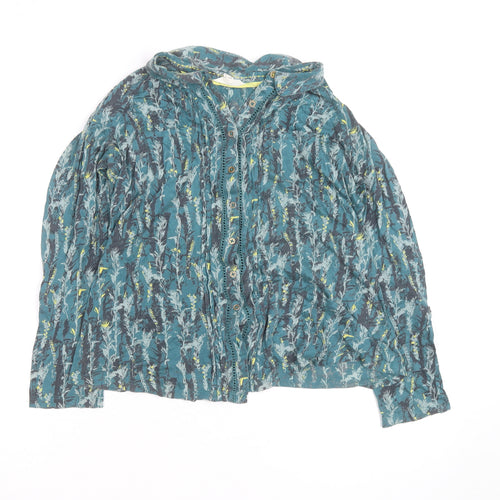 White Stuff Women's Blue Floral Cotton Tunic Blouse UK 10