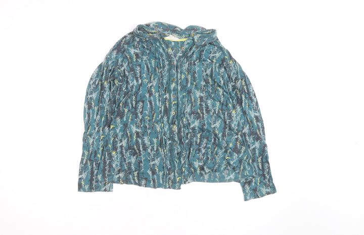 White Stuff Women's Blue Floral Cotton Tunic Blouse UK 10