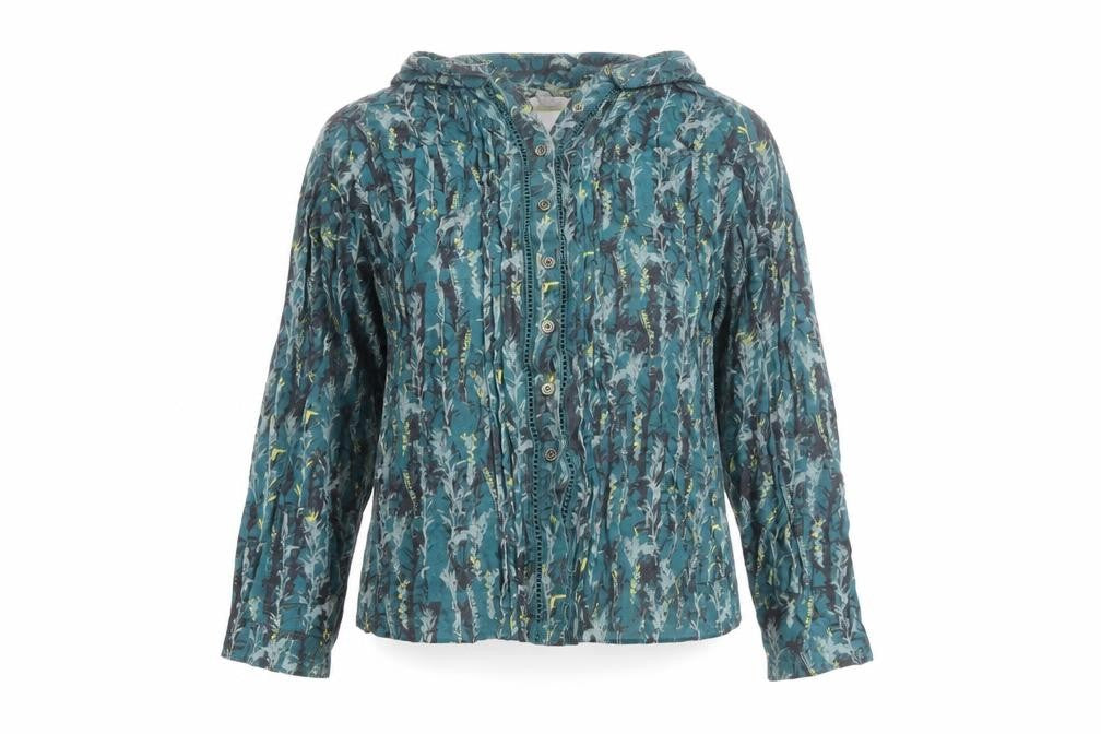 Front view of White Stuff Women's Blue Floral Cotton Tunic Blouse UK 10
