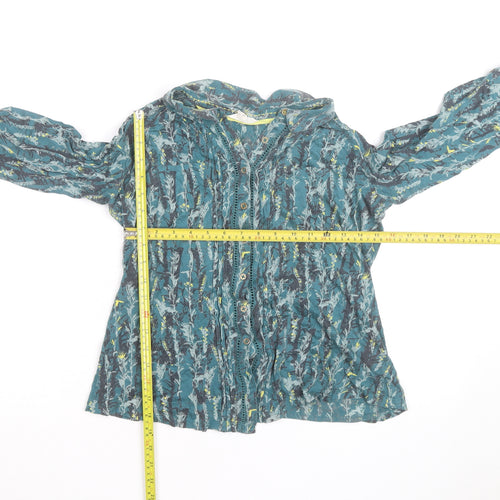 White Stuff Women's Blue Floral Cotton Tunic Blouse UK 10