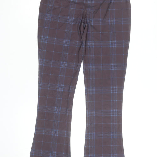 Collusion Women's Grey Check Flared Track Pants Size 8