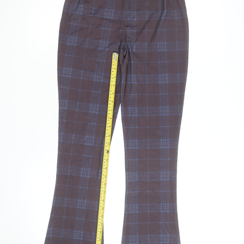 Collusion Women's Grey Check Flared Track Pants Size 8