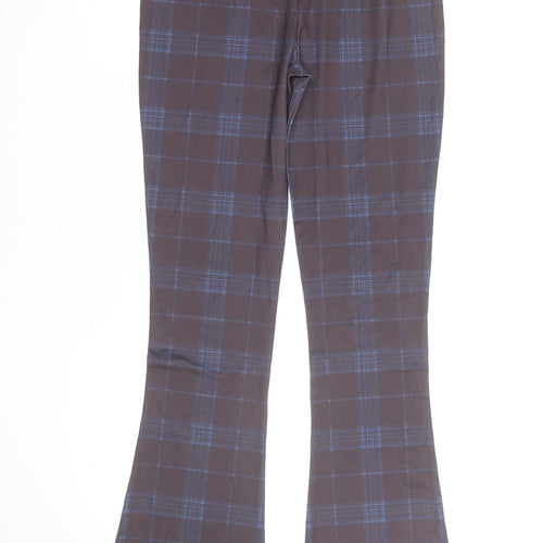 Collusion Women's Grey Check Flared Track Pants Size 8