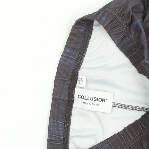 Collusion Women's Grey Check Flared Track Pants Size 8