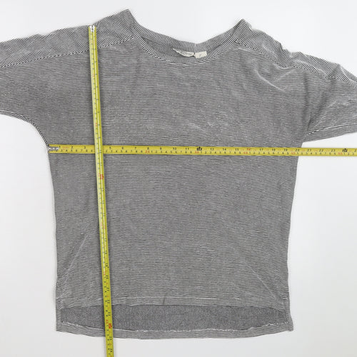 Christian Siriano Women Grey Striped Cotton Pullover Jumper M