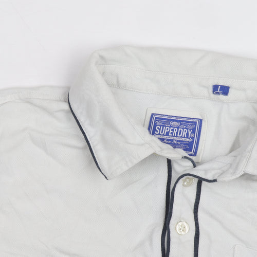 Superdry Men's White Regular Fit Polo Shirt Size L