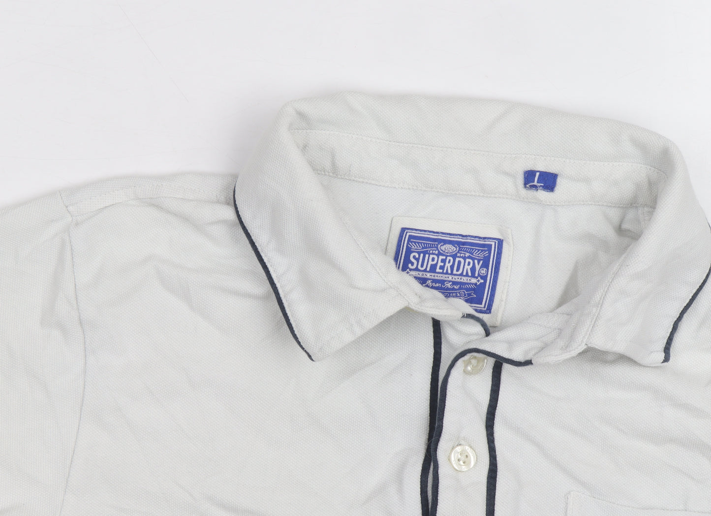 Superdry Men's White Regular Fit Polo Shirt Size L