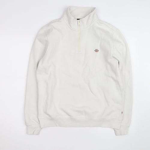 Dickies Men’s White Small 1/4 Zip Fleece Sweatshirt