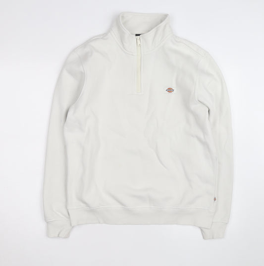 Dickies Men’s White Small 1/4 Zip Fleece Sweatshirt