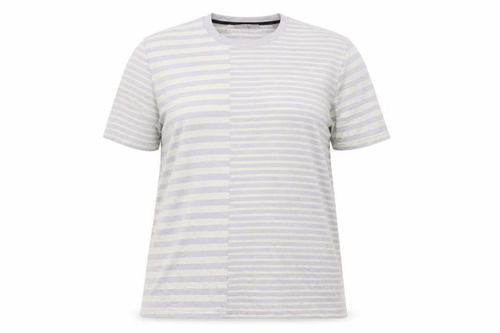 Ted Baker Women Grey Striped Cotton Crew Neck T-Shirt Size L