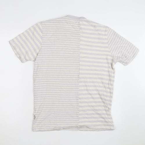 Ted Baker Women Grey Striped Cotton Crew Neck T-Shirt Size L