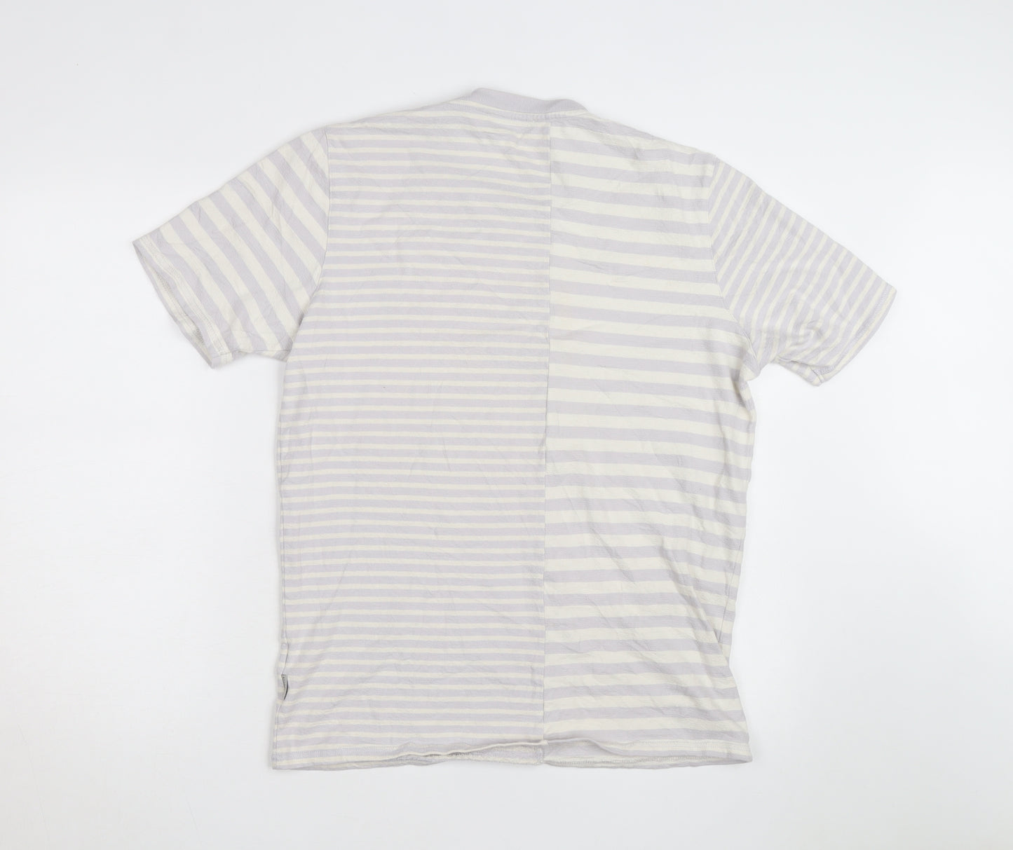 Ted Baker Women Grey Striped Cotton Crew Neck T-Shirt Size L