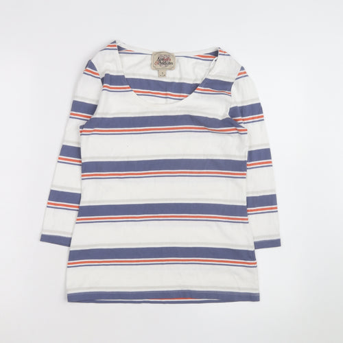 Arabella and Addison Womens Multicoloured Striped 3/4 Sleeve Cotton Top Size 12