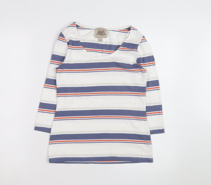 Arabella and Addison Womens Multicoloured Striped 3/4 Sleeve Cotton Top Size 12