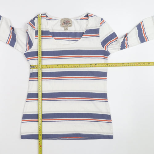 Arabella and Addison Womens Multicoloured Striped 3/4 Sleeve Cotton Top Size 12