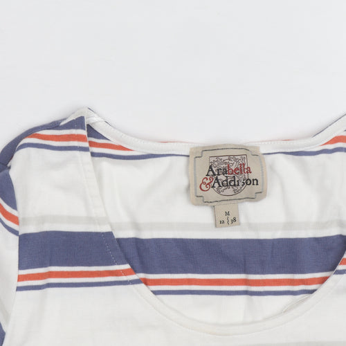 Arabella and Addison Womens Multicoloured Striped 3/4 Sleeve Cotton Top Size 12