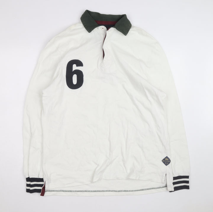 Howick Men's White Rugby Long Sleeve Collared Cotton Shirt L
