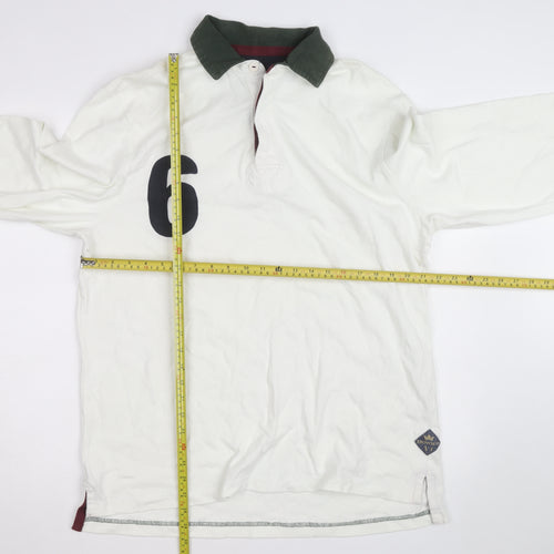 Howick Men's White Rugby Long Sleeve Collared Cotton Shirt L