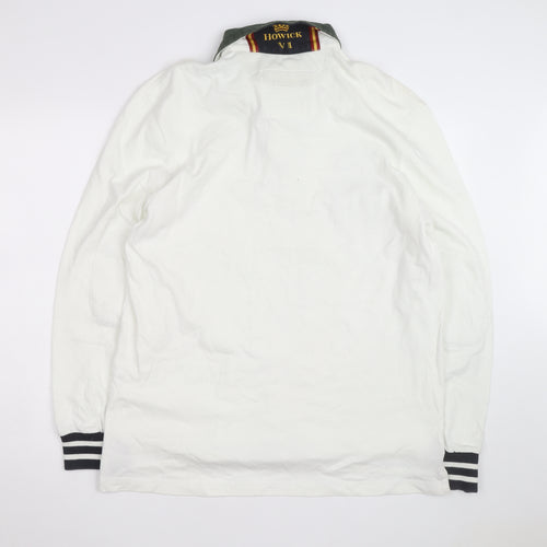 Howick Men's White Rugby Long Sleeve Collared Cotton Shirt L