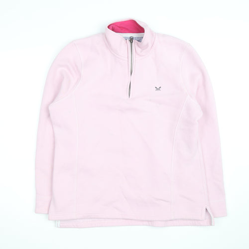 Crew Clothing Women Pink 1/2 Zip Pullover Sweatshirt Size 16 Cotton Blend