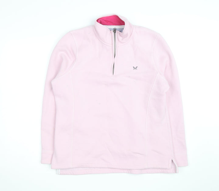 Crew Clothing Women Pink 1/2 Zip Pullover Sweatshirt Size 16 Cotton Blend