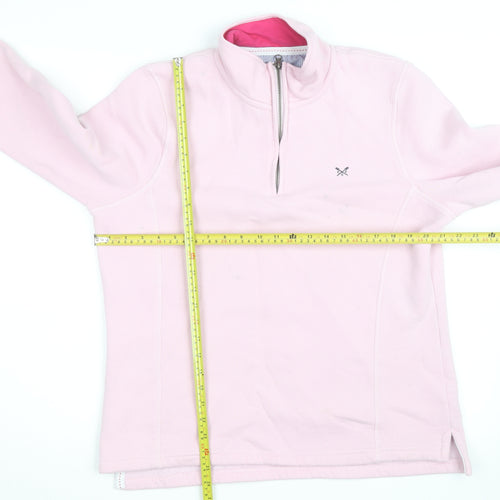 Crew Clothing Women Pink 1/2 Zip Pullover Sweatshirt Size 16 Cotton Blend