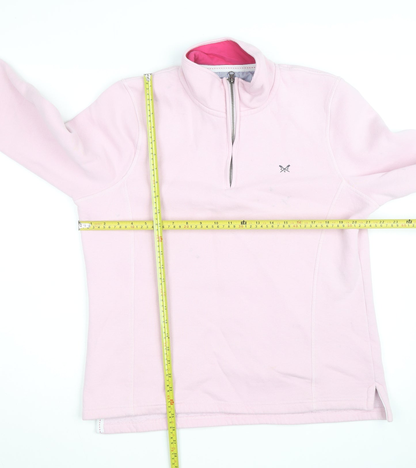 Crew Clothing Women Pink 1/2 Zip Pullover Sweatshirt Size 16 Cotton Blend