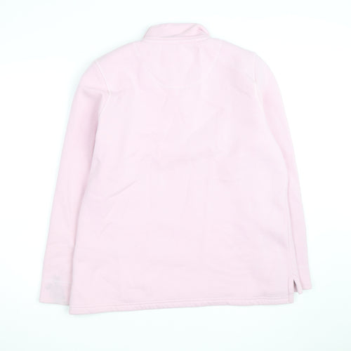Crew Clothing Women Pink 1/2 Zip Pullover Sweatshirt Size 16 Cotton Blend
